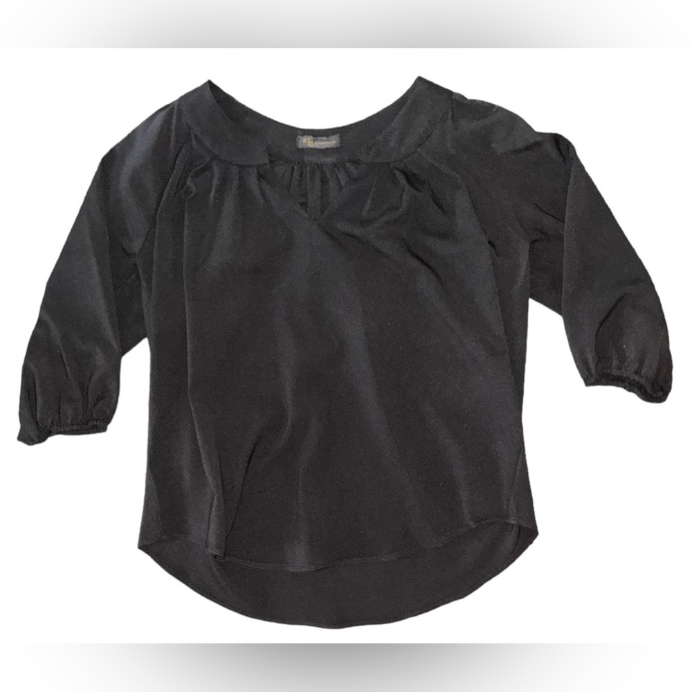 KLd Signature Black 3/4 Sleeve Top